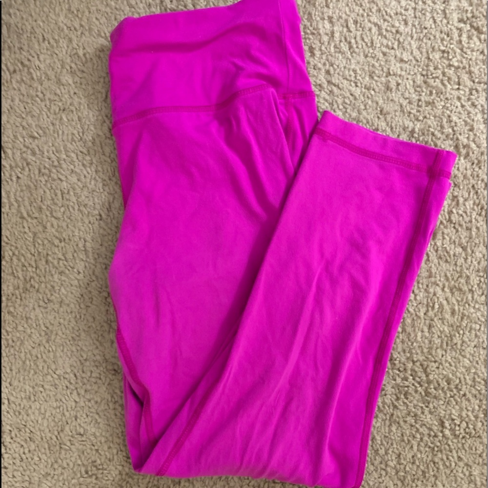Hot pink crop leggings, mid calf length